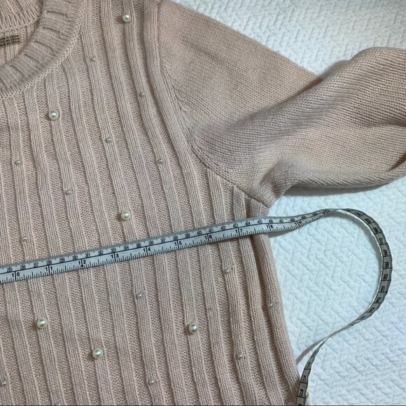 karl Lagerfeld Pearl Embellished Blush Pink Sweater Size S - Picture 5 of 8